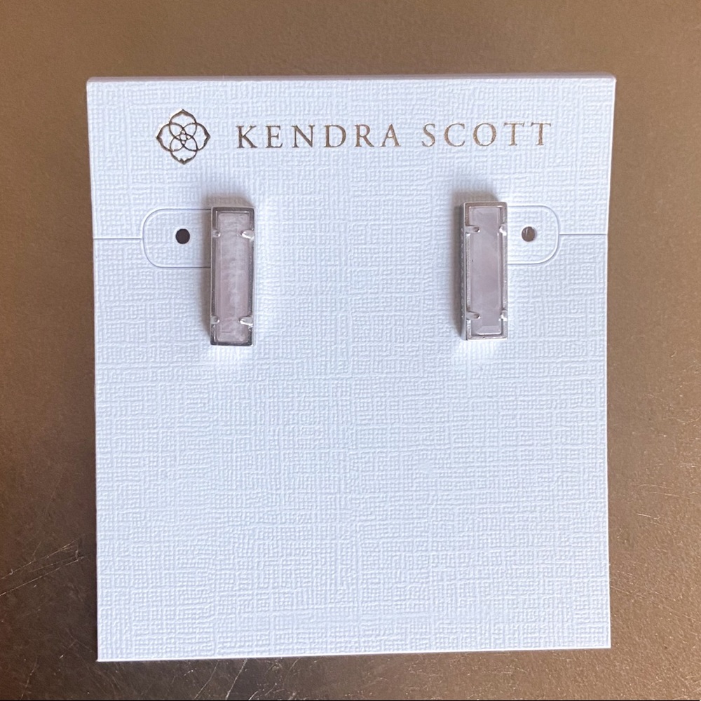 Kendra Scott Lady Rose Quartz silver Bar Earrings